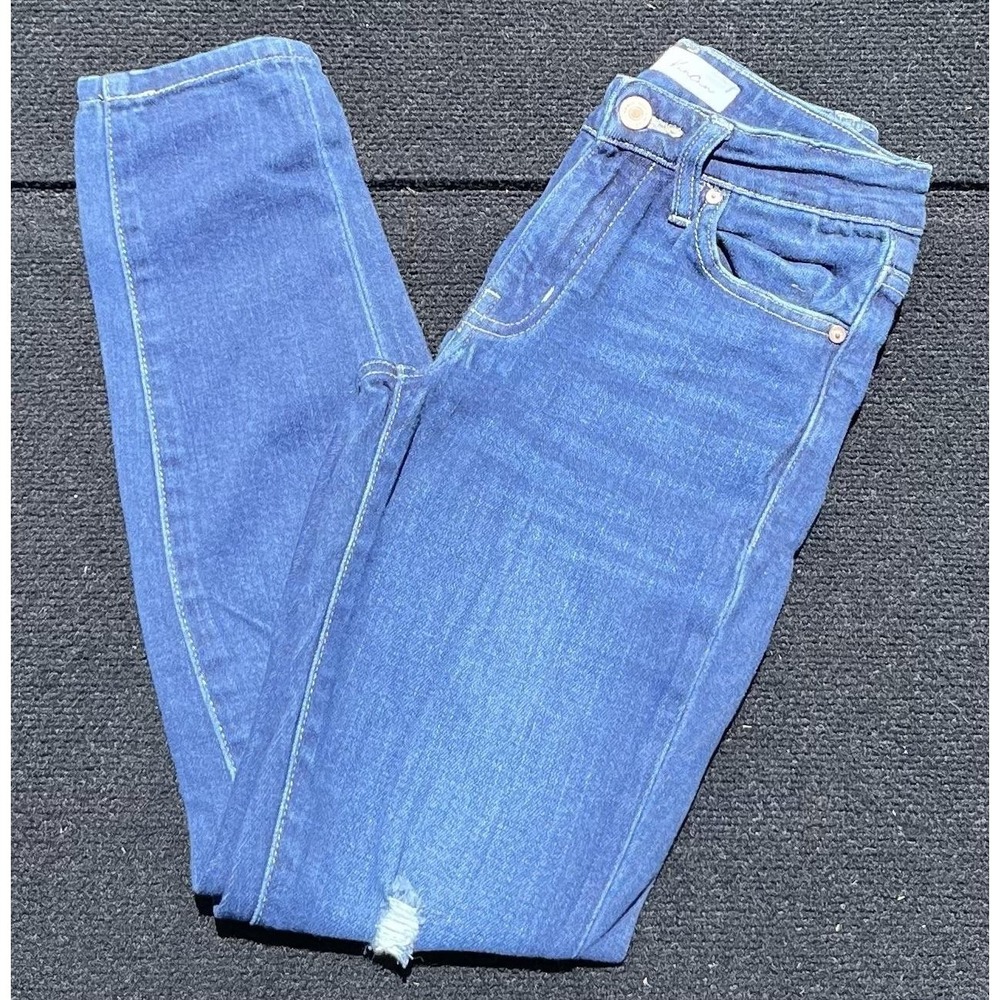KanCan Jeans Juniors 0/23 Blue Dark Wash‎ Distressed Skinny Stretch Denim